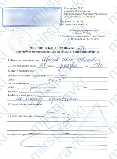 Справка 086/у