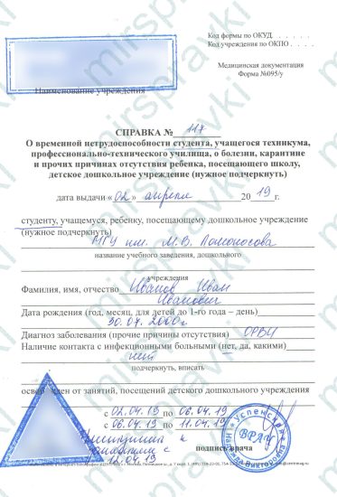 Справка 095/у